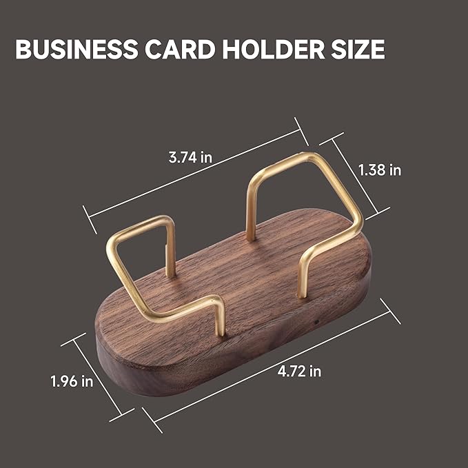 muso wood Business Card Holder for Desk, Wooden Creative Business Card Display for Desk, Wood Business Card Stand for Office, Tabletop (Walnut 1pack)