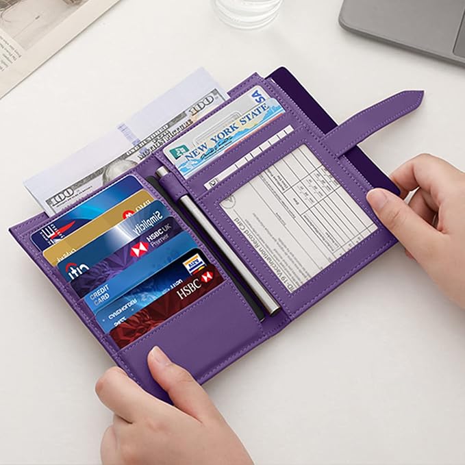 Passport Holder for Family,RFID Travel Document Organizer for Women,RFID Passport Wallet with Airtag Holder,Family Passport Protector Case, Anti-Lost Travel Essentials