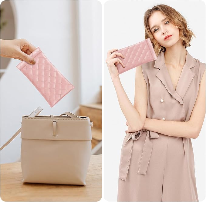 FINTIE Soft Eyeglasses Case with Cleaning Cloth, Portable Squeeze Top Vegan Leather Glasses Pouch, Sunglasses Eyewear Bag