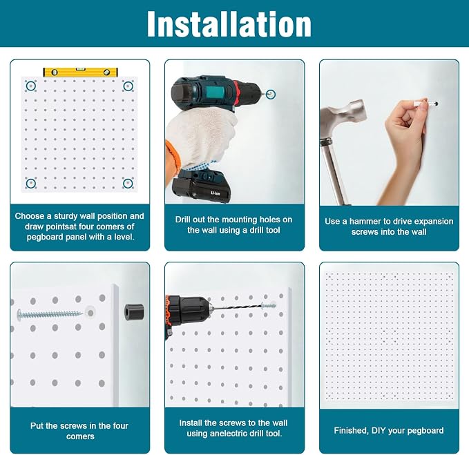 Peg Board Kit, Includes Pegboard and Accessories,with Hooks and Bins,Peg Board Wall Organizer for Office,Ornaments Display,Crafts Organization (129, White)
