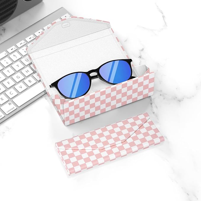 Sunglasses Case, Foldable Glasses Case, Magnetic PU Leather Hard Shell Folding Eyeglass Holder Box, Collapsible Unisex