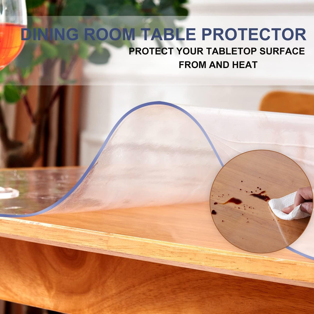 1.5mm Thick 12x52 Inch Clear PVC Table Protector Waterproof Glass Table Mat Wipeable Table Pad Plastic Desk Protector for Dresser Night Stand Vanity Desk TV Table Sofa End Table Transparent Table Mat