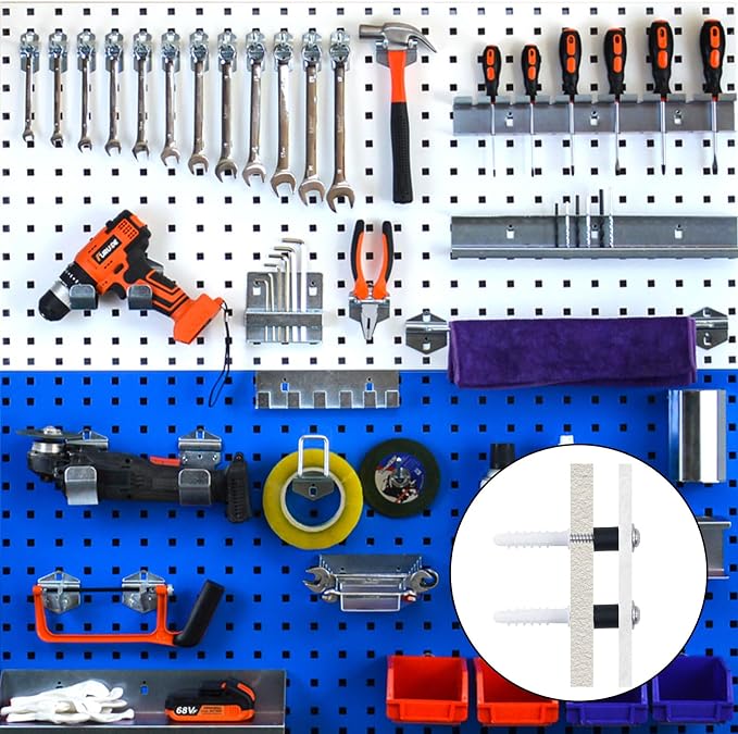 120 Pieces Pegboard Mounting Kit Wall Peg Boards Installation Accessories Pegboard Spacer Kit Includes Screws, Anchors, Spacers and Washers for 1/4-Inch Pegboard (30 Sets)