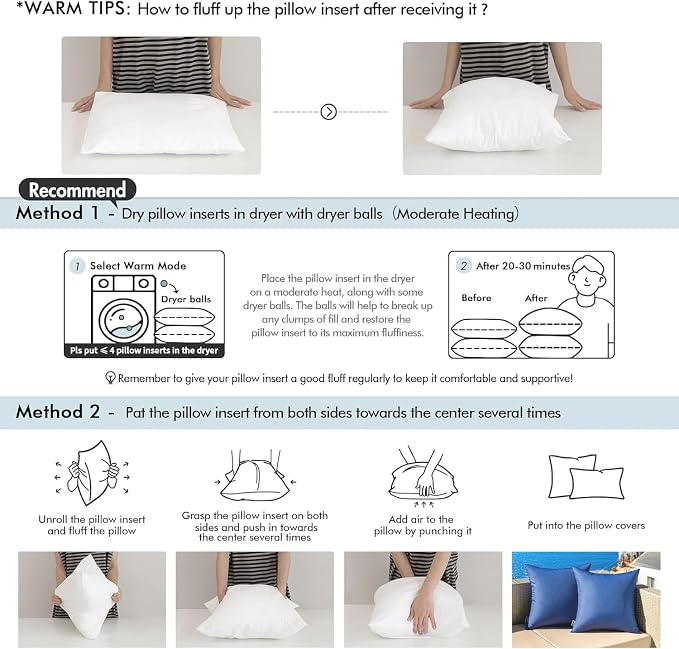 MIULEE 12x20 Inch Outdoor Pillow Insert Waterproof Decorative Throw Pillow | Rectangle Lumbar Garden Pillow Form for Patio Sofa Couch
