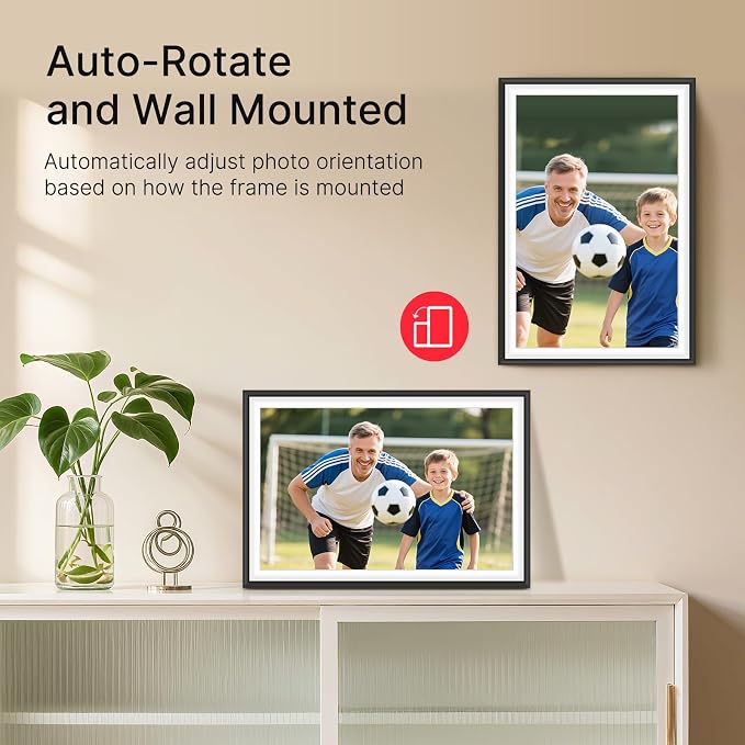 Frameo 10.1" Digital Picture Frame, Smart WiFi Digital Photo Frame with 1280x800 HD IPS Touch Screen 32GB Storage Auto-Rotate Wall Mounted, Share Photos/Videos from Phone Anywhere(Black&White)