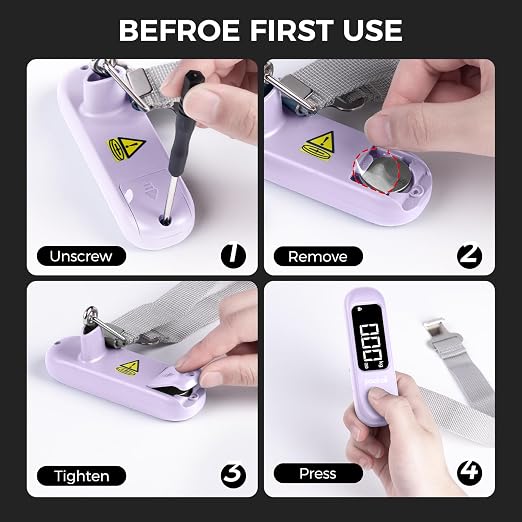 pack all Digital Luggage Scale for Travel, 110Lbs Capacity, 0.1Lb Precision | Handheld, Backlit LCD Display, Lb/Kg/Oz Conversion, Tare Function, Battery Included, Purple