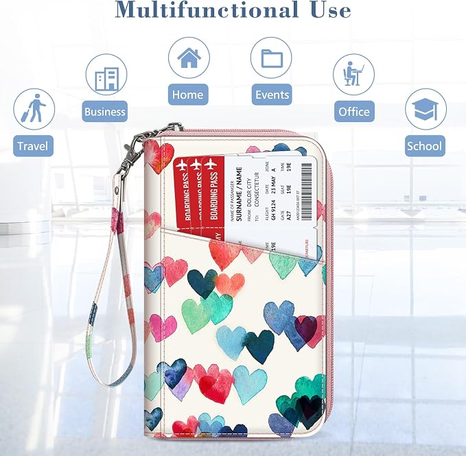 FINTIE Family Passport Holder Wallet Travel Document Organizer Clutch Bag | RFID Blocking Credit Cards Case Cover for Women Men
