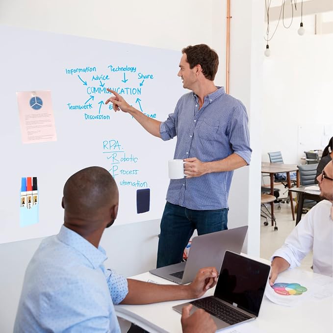 HAMIGAR White Board for Wall 48" x 94" Peel and Stick Dry Erase Board | Magnetic Whiteboard Contact Paper, Dry Erase Sticker for Wall, Wallpaper, Adhesive Poster, Includes Marker, Eraser & Magnets
