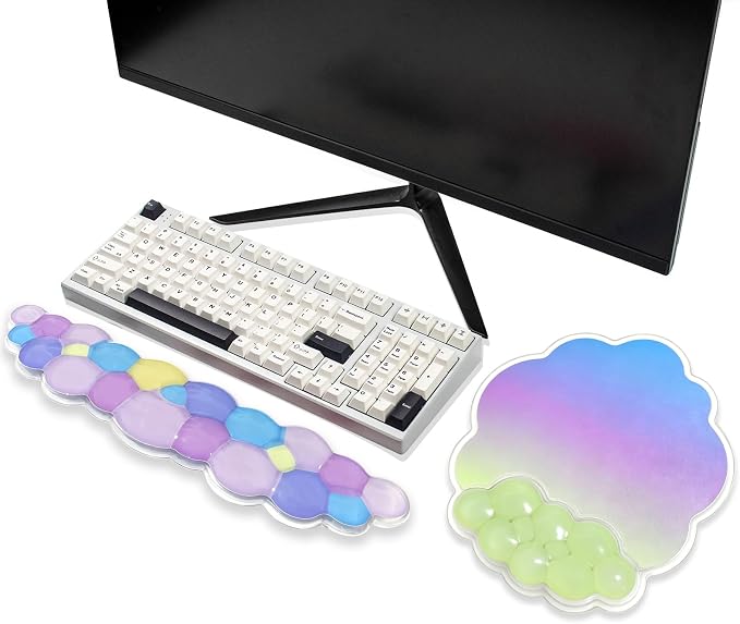 Gel Cloud Wrist Rest Pad and Ergonomic Mouse Pad Set for Keyboard and Mouse | Cooling Comfort Pain & Fatigue Relief Vibrant Pastel Aesthetic Easy to Clean Office Accessories