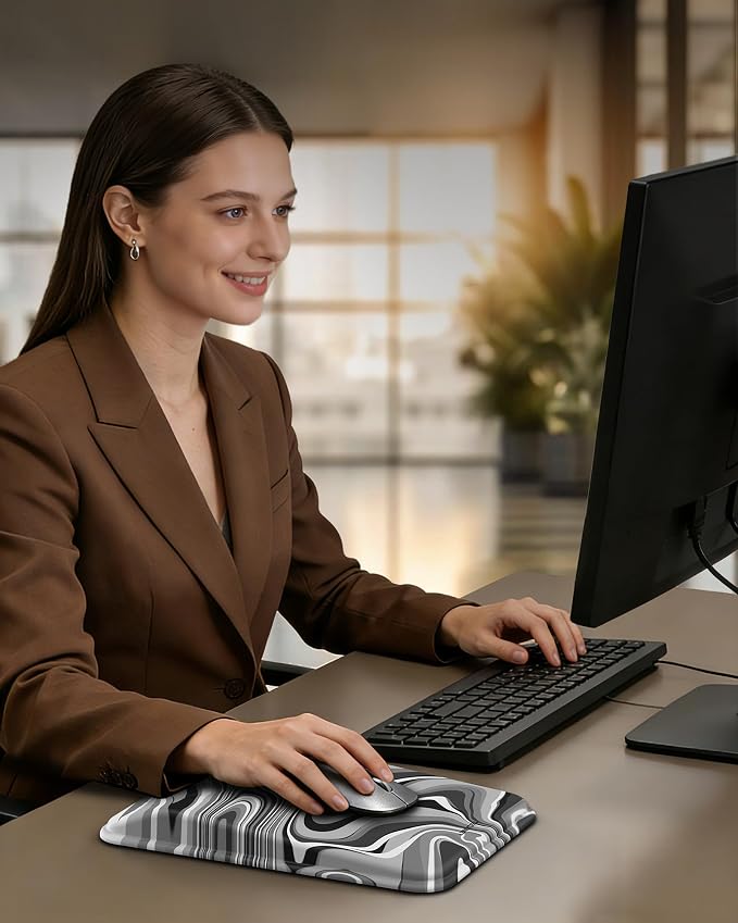 TECKNET Ergonomic Mouse Pad with Wrist Rest, Comfortable Relieves Pain | Built-in Memory Foam and Ergonomic Slope Design Relieves Carpal Tunnel Syndrome Pain, Mousepad for Office Gaming