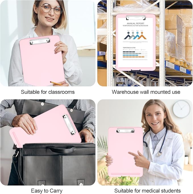 Hongri Clipboard with Storage, 8.5 x 11 Clip Board Foldable, Pink | Bottom Opening, Size 13.4 x 9.4 X 0.9 in for Nurses, Teacher, Students, Classroom, School & Office Supplies