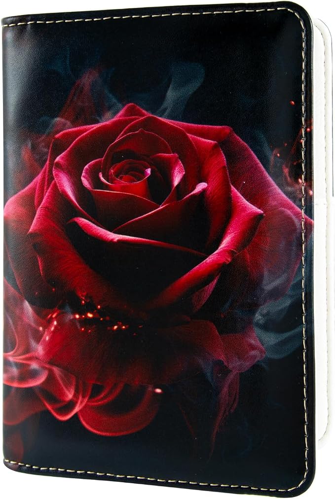 Passport Holder,Cute Passport Cover,Travel Wallet with Credit Card Slots Rfid passport Wallet Waterproof Documents Organizer Women Men (Red rose)