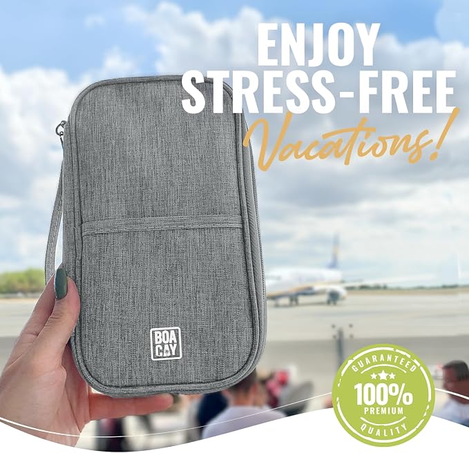 Travel Document Organizer with RFID, Family Passport Holder, Wallet for Women & Men, Portable & Waterproof Case for Cards, Boarding Pass, Money