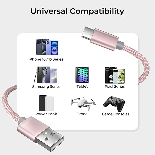 Basesailor USB Type C Charger Cable 3.3FT 2Pack,Charging Cord for Kindle Fire HD 7 2022 12th,10 9th 2019,8 10th 2020,Paperwhite 11th 2021 Generation,Samsung Galaxy A03s,A51,A52,A53,A12 A13,A32 A33,A42