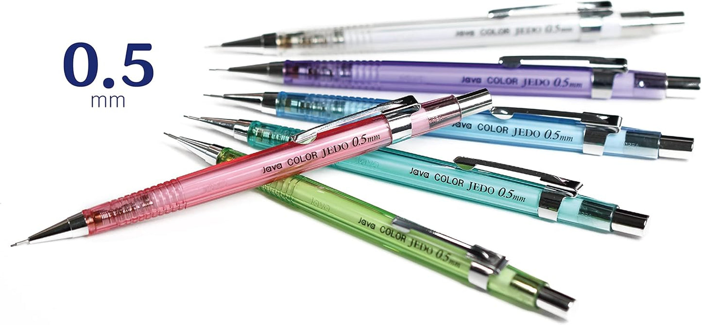 JVPEN Transparent Mechanical Pencils โ 0.5โฏmm Drafting Pencils, Assorted Clear Colors โ Smooth Writing, Non-Slip Grip, Built-in Eraser โ Ideal for School, Office & Technical Drawing โ 12-Pack