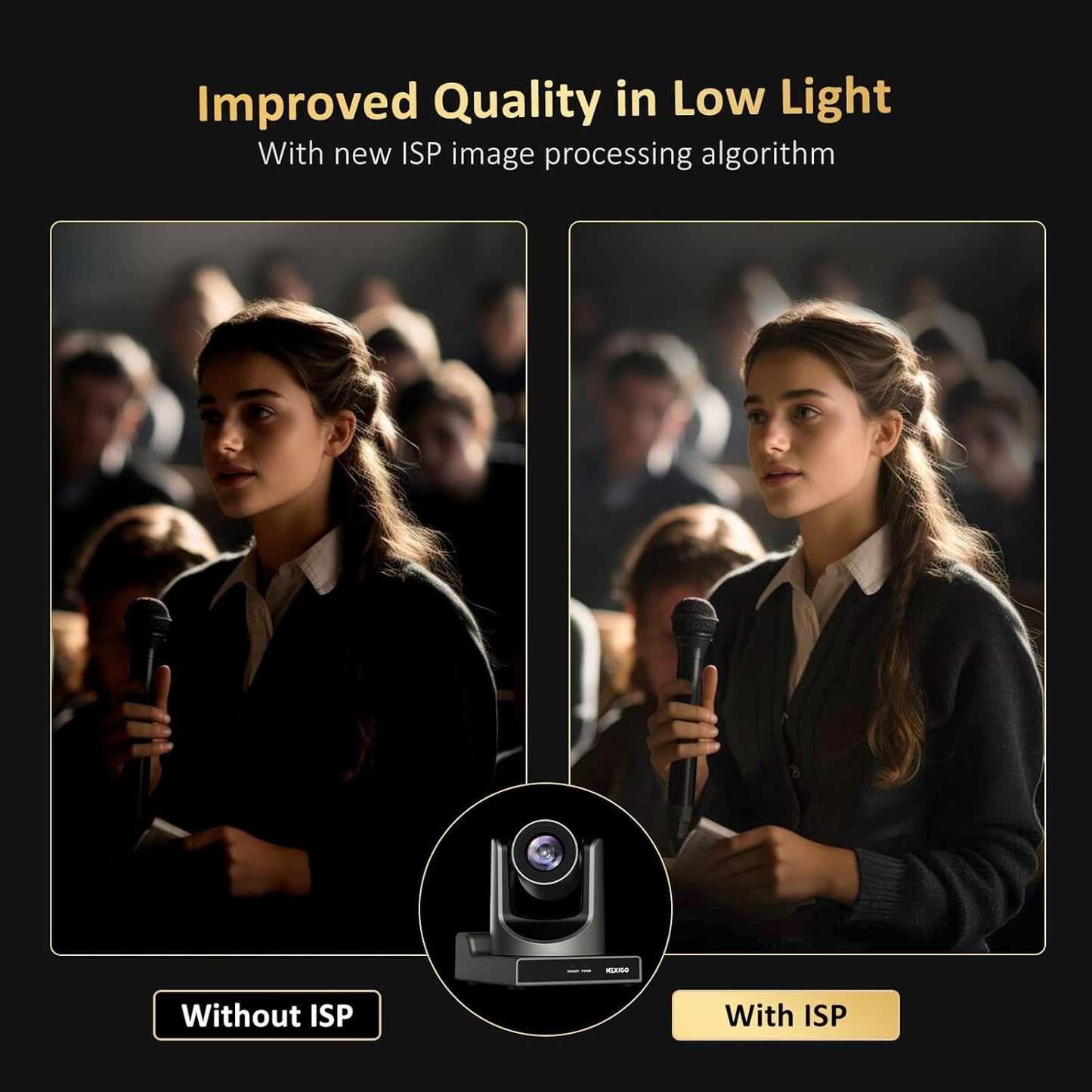 NexiGo PTZ Camera 20X Optical Zoom with PoE HDMI/3G-SDI/USB/LAN IP Streaming Outputs, Auto AI Tracking for Video Conferencing Live Streaming Meeting Church Services Worship Skype Zoom Teams OBS