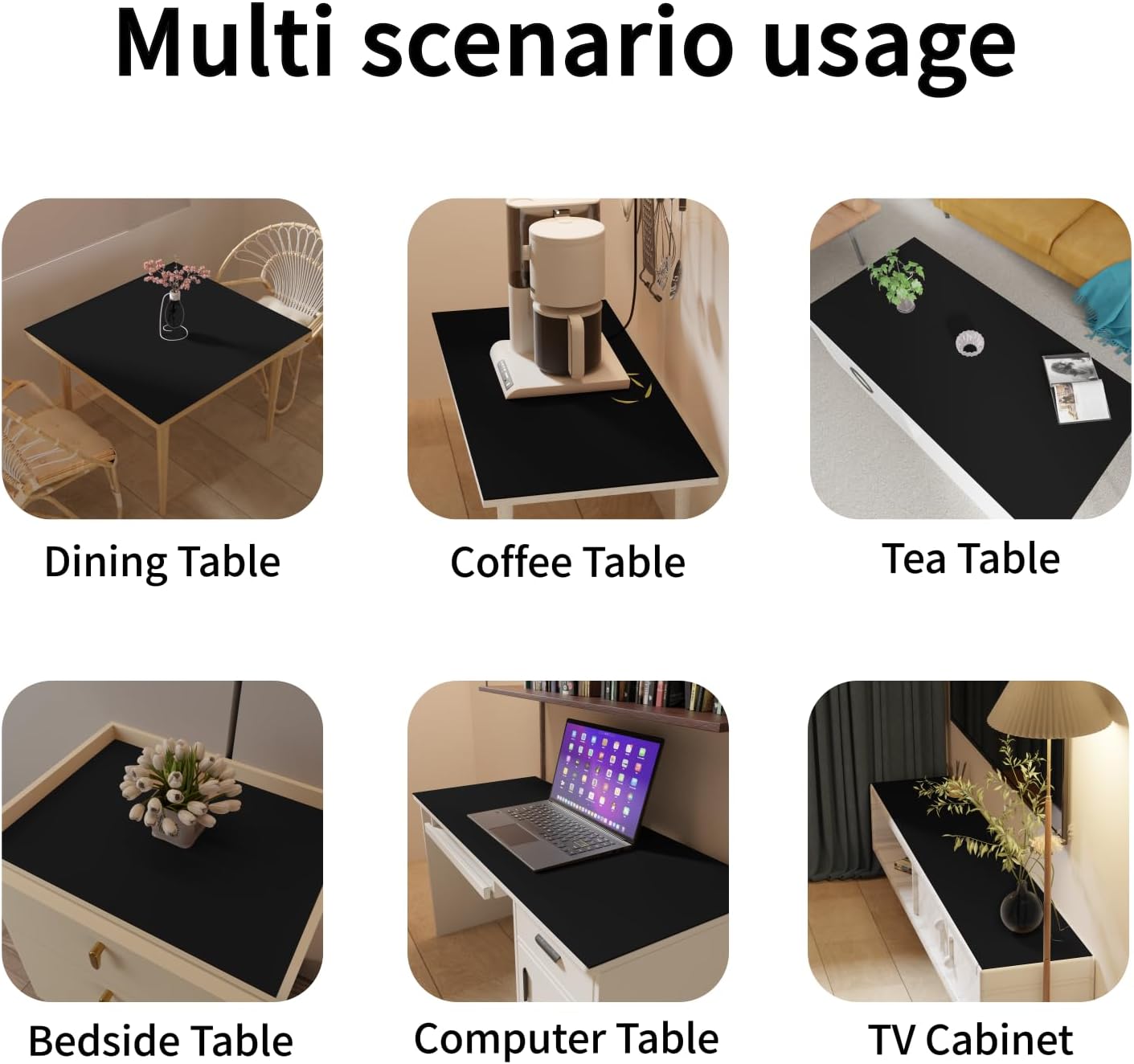 Leather Table Cover,1.8mm Thick,48x72 Inch Table Protector,Table Protector for Dining Room Table,Dining Table Cover,Table Cover Protector,Kitchen Table Cover(Black+Black,48x72)