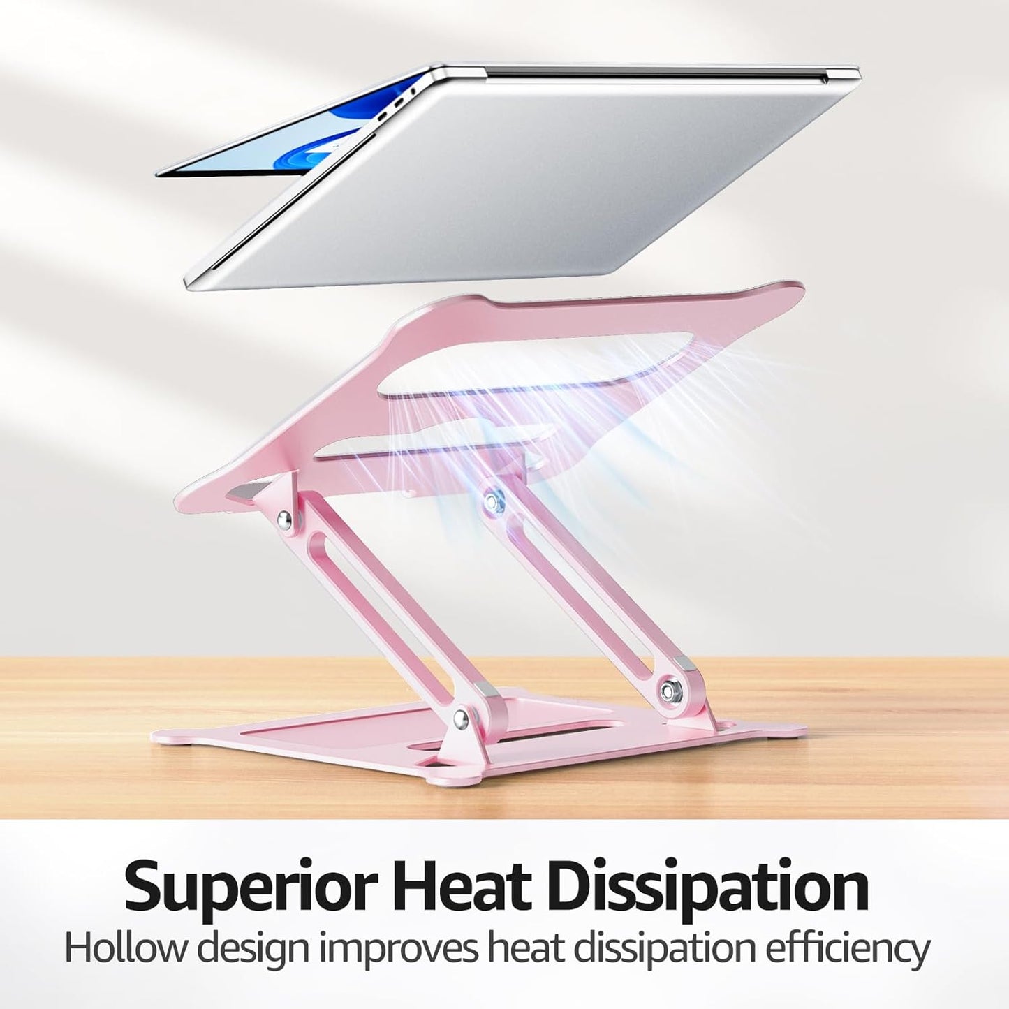 Urmust Laptop Stand for Desk Aluminum Computer Stand Riser Holder for Laptop Compatible with MacBook Air Pro, Dell, HP, Lenovo Samsung, Alienware All Laptops 11-15.6"(Pink)