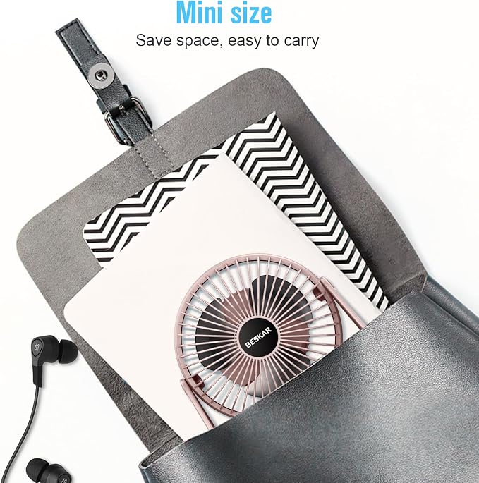 BESKAR USB Clip on Fan, Portable Small Desk Fan with Cord Powered | Quiet Operation and 360°Rotate, Personal Cooling Fan for Home, Office, Bedroom, 3.9 ft Cord