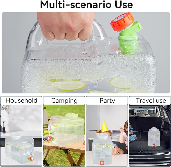 Drink Water Dispenser for Fridge - 2 Gallon Beverage Dispenser with Leak-Proof Spigot, Portable Food-grade Water Jug Container with Spout Handle for Kitchen Refrigerator Outdoor Camping Hiking