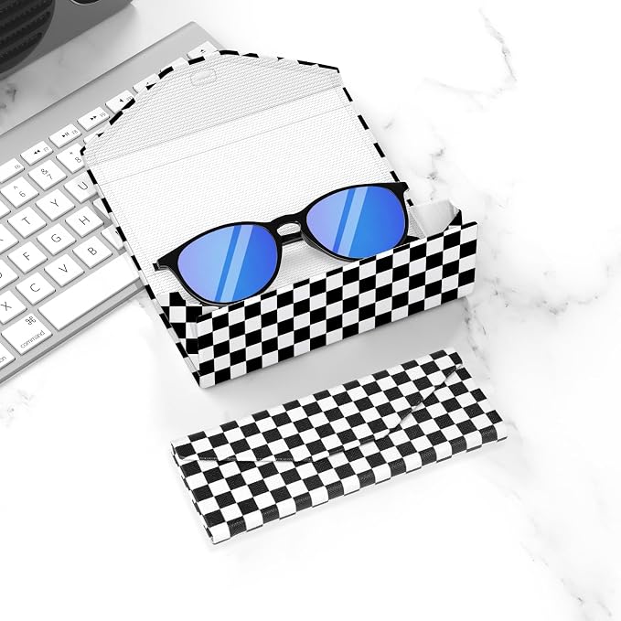 Sunglasses Case, Foldable Glasses Case, Magnetic PU Leather Hard Shell Folding Eyeglass Holder Box, Collapsible Unisex