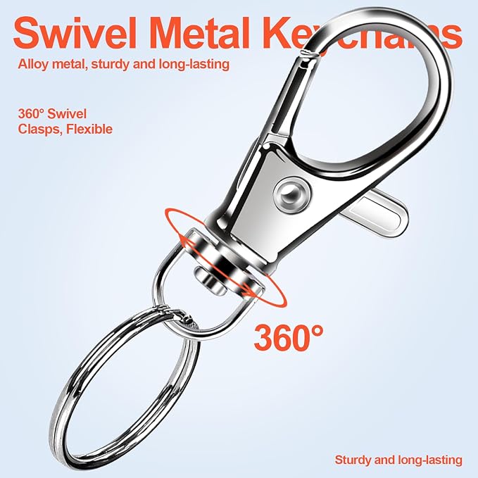 LEOBRO 480PCS Lobster Claw Clasps and Key Rings, Keychain Making Kit - 240PCS Keychain Clips and 240PCS Key Chain Ring, Split Rings, for Key Chains, Crafts, Lanyard, Key, Jewelry Making