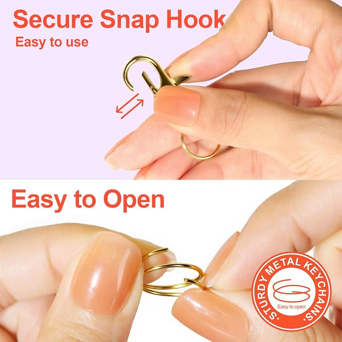 LEOBRO 60PCS Lobster Claw Clasps and Key Rings, 30PCS Keychain Clips and 30PCS Key Chain Ring for Keychain, Key, Jewelry Making, Art Crafts, Gold
