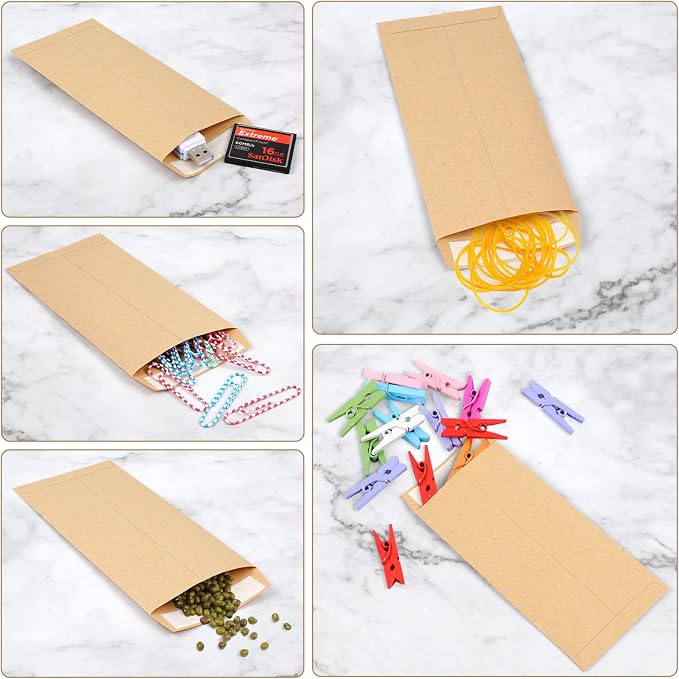 Joyberg 120 PCS Money Envelopes for Cash Kraft Paper, 6.5”x3.2” Small Cash Envelopes for Self-Adhesive, Money Saving Challenge Coin Envelopes for Coin, Check, Budget, Small Item Organizer