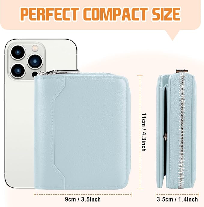 HUANLANG Mens Wallet RFID Blocking Multi Card Holder Wallets for Men Bifold Wallet with Zipper Small Men's Leather Wallet
