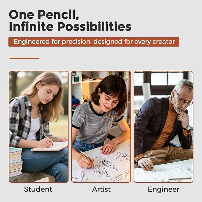 Nicpro Art Mechanical Pencil Set in Storage Case, Metal Drawing Pencil 6PCS | 0.5-2.0 mm Led Pencil + (4B 2B HB 2H Colors) Pencil Lead Refill, Comfort Grip for School Writing, Artist Drawing Sketching