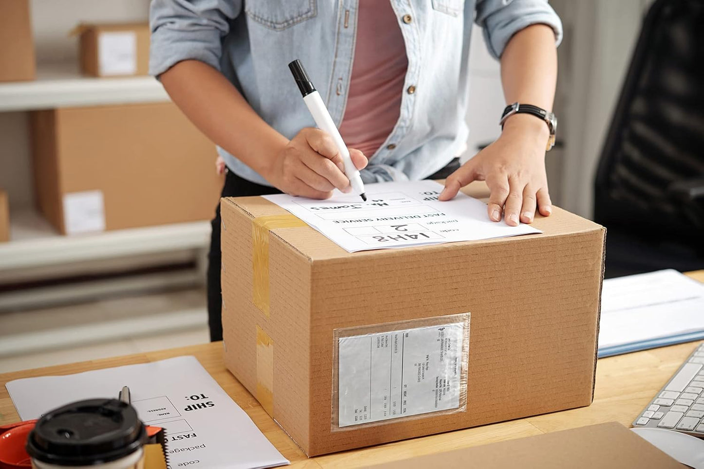 APQ Clear Top Loading Packing List Envelopes, 7 x 5.5 Inches. 1000 Pack Packing Slip Envelope Pouches. Self-Seal Plastic Shipping Label Pouches. Durable Packing List Mailing Envelopes for Documents