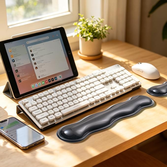 Computer Acrylic Keyboard Stand for Desktop, Ergonomic Clear Gel Wrist Rest for Keyboard and Mouse,Laptop,Typing