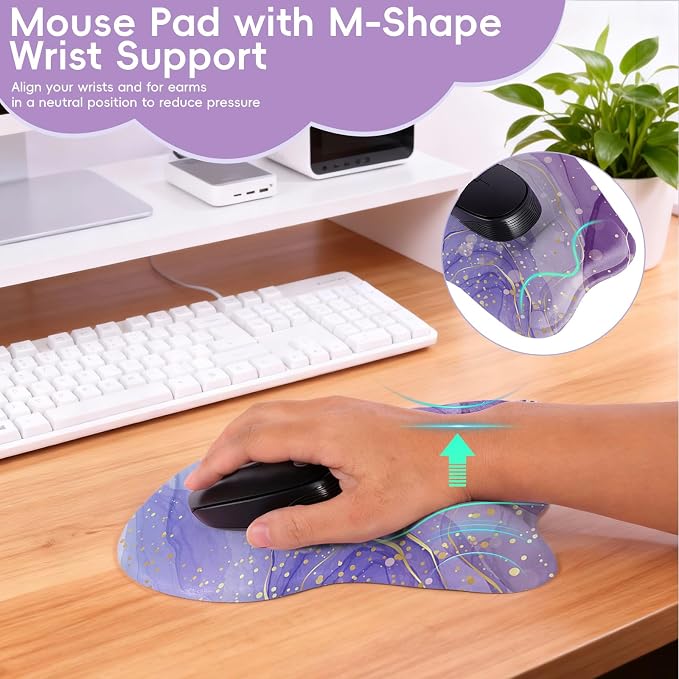 Upgrade Ergonomic Mouse Pad,Non Slip Mousepad Wrist Rest Support for Office, Computer, Laptop & Mac(B-Light Purple)