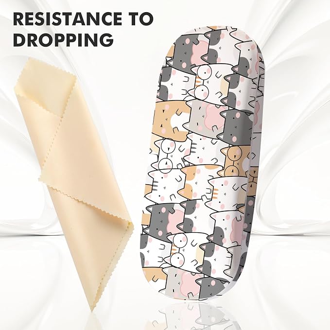 Glasses Case Hard Shell,Portable Protective Eyeglasses Case, Eyeglass Holder Box with Cleaning Cloth, for men women