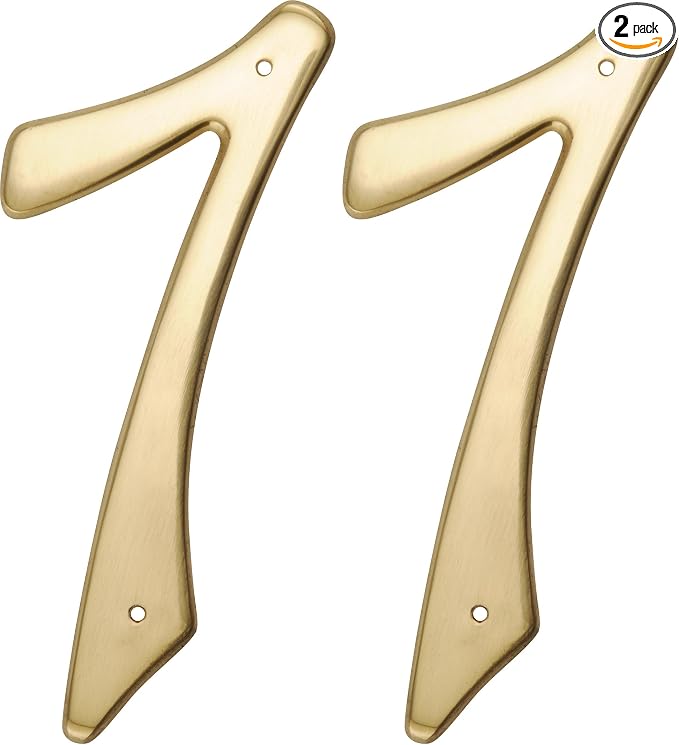 HIllman 847049 4-Inch Nail-On Traditional Solid Brass House Number 7 (Pack of 2)
