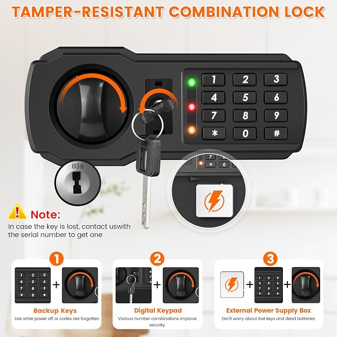 31.5"H Large Safe Box for Home & Office | 8.0 Cu Ft Heavy Carbon Steel Safe | Electronic Combination Lock | Double Safer - Add A4 Fire Waterproof Bag & Built-in Lock Box | Wall & Floor Mount for Valuable