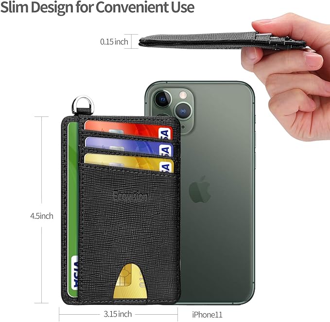 Slim Minimalist Front Pocket Wallet, RFID Blocking Credit Card Holder Wallet with Detachable D-Shackle for Men Women