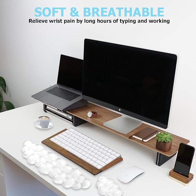 Gel Cloud Wrist Rest Keyboard, Cute Wrist Rest for Computer Keyboard, Clear | Ergonomic Keyboard Wrist Rest and Soft Mouse Wrist Rest, Pain Relief, Suitable for Office, Home, Computer, Laptop, Gaming
