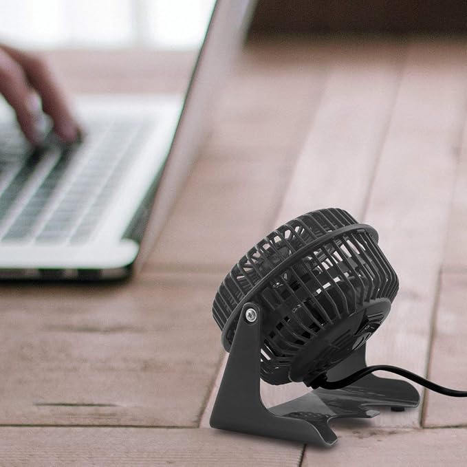 Air Monster 4 Inch Small Desk Fan Quiet, Small Fan, Table Fan, Bedside Fan, Small Plug in Fan, Dorm Fan with 1 Speed Setting, Adjustable Tilt, ETL, Black with Fused UL Plug