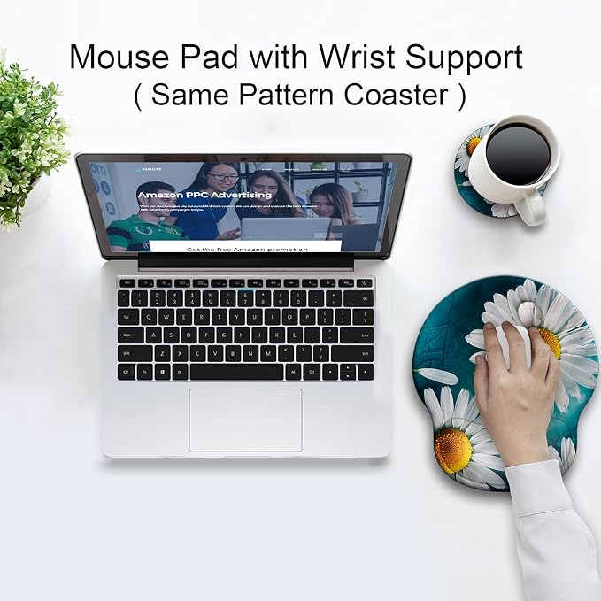 Ergonomic Mouse Pad with Wrist Rest Support,Gel Mouse Pads for Desk | Big Mousepad With Coaster Non-slip & Pain Relief for Computer, Home&Office Desk Decor