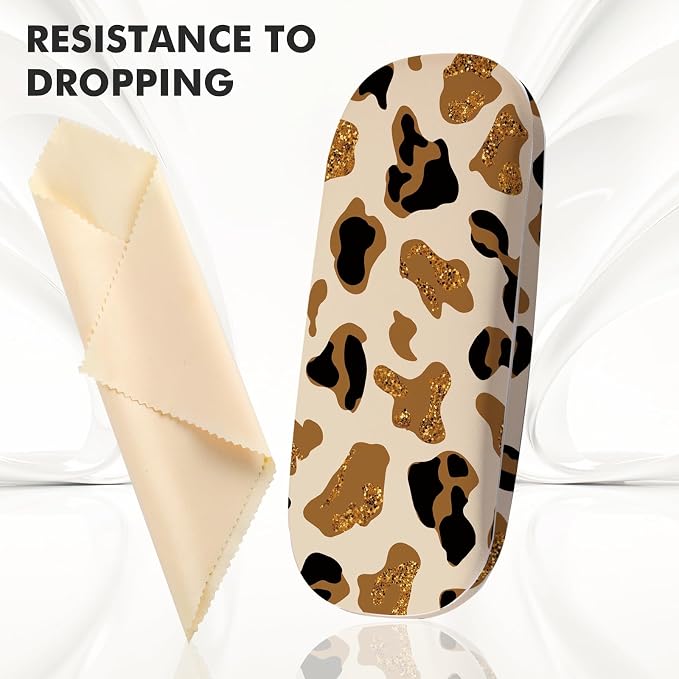 Glasses Case Hard Shell,Portable Protective Eyeglasses Case, Eyeglass Holder Box with Cleaning Cloth, for men women