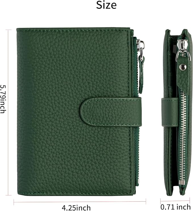 Passport wallet and Card Slot Combo RFID Blocking Leather Travel Passport Wallet for Men and Women with Zippered Coins Pocket Passport holder, Deep Green