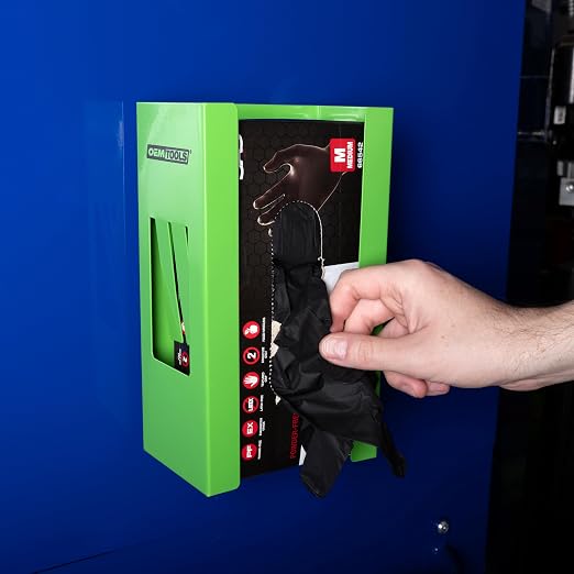 OEMTOOLS 24945 Magnetic Glove Dispenser, Disposable Gloves Box Holder, Glove Holder for Wall Mount, Magnetic Glove Box Holder, Green Glove Dispenser Wall Mount