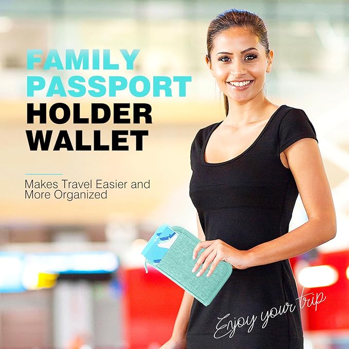 Single Passport Holder for Travel, RFID Travel Document Organizer for Women Waterproof Passport Wallet Men Portable Case for Cards, Boarding Pass, ID, Money, Tickets with Zipper