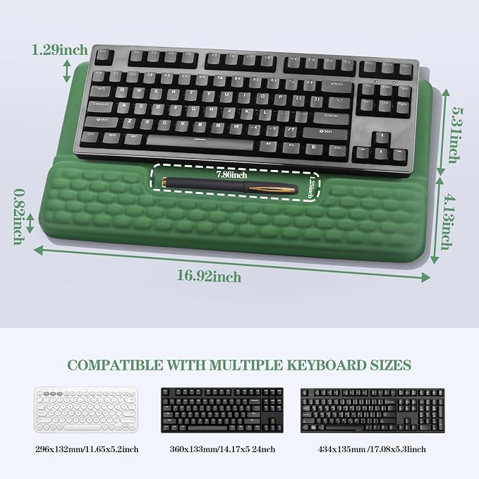 Ergonomic Keyboard Stand with Wrist Rest, Computer Wrist Support Pad | Comfy Tilted Keyboard Riser Holder Wrist Pad for Pain Relief, Soft Memory Foam Desk Cushion for Office Home