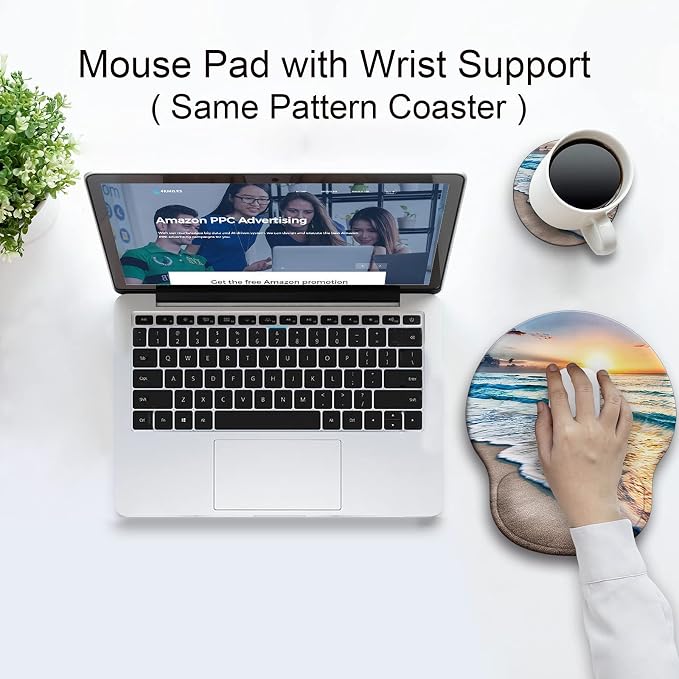 Ergonomic Mouse Pad with Wrist Rest Support,Gel Mouse Pads for Desk | Big Mousepad With Coaster Non-slip & Pain Relief for Computer, Home&Office Desk Decor