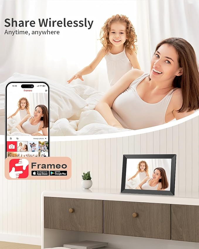 Frameo Digital Picture Frame, 10.1 Inch Smart WiFi Photo Frame with 1280x800 HD IPS Touch Screen, Auto-Rotate, Wall Mountable, Share Photos/Videos Instantly via App from Anywhere