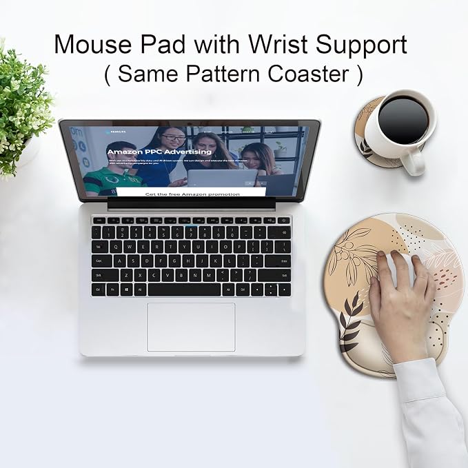 Ergonomic Mouse Pad with Wrist Rest Support,Gel Mouse Pads for Desk | Big Mousepad With Coaster Non-slip & Pain Relief for Computer, Home&Office Desk Decor