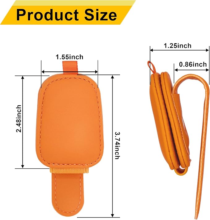 Yuoyar Magnetic Leather Sunglasses Holder for Car, 2 Packs (Orange) | Magnetic Car Visor Accessories