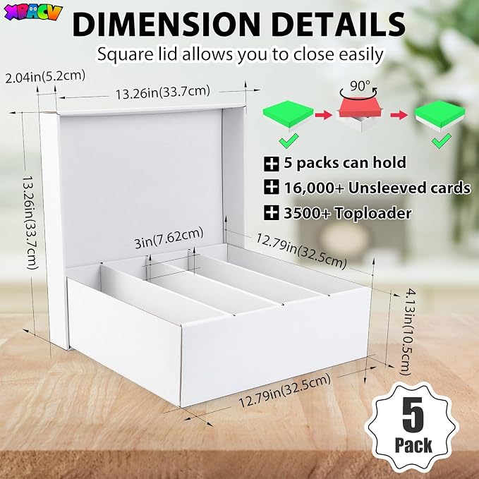 10-Pack Toploader Trading Card Storage Box, 4 Row 3200 Count White Cardboard Storage Box for Basketball/MTG/TCG/Sports/Game Cards